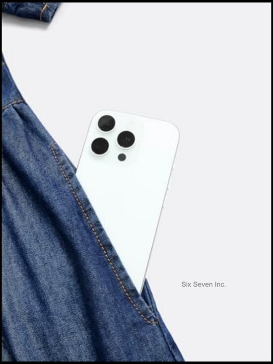 Denim Shirt Dress V-Neck Short Sleeve A-Line with Pockets - Picture 6 of 7